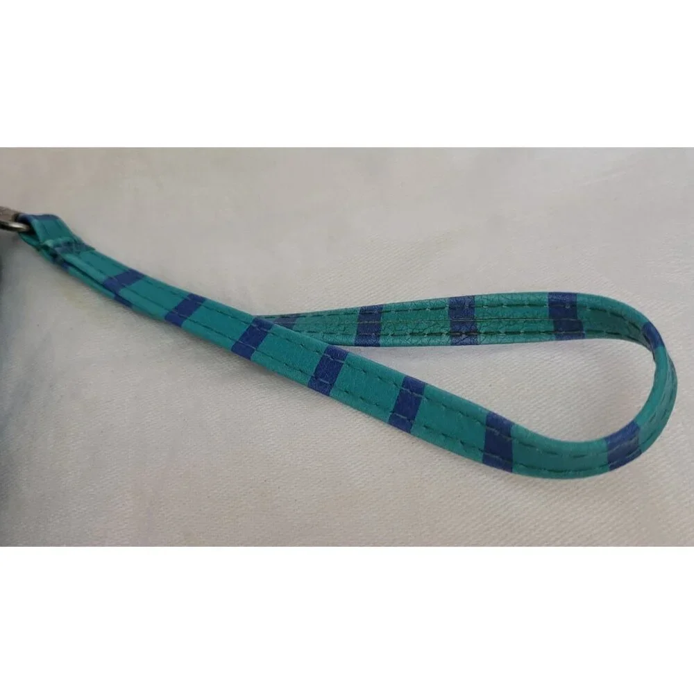 Phone Wallet Blue Turquoise Striped Carrying Strap sectional business coastal